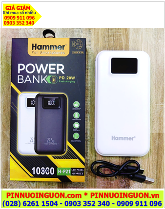 HAMMER H-P21 PowerBank Super Fast Charging /Pin dự phòng 10.000mAh sạc nhanh (20W MAX, LCD % Pin, Cáp)